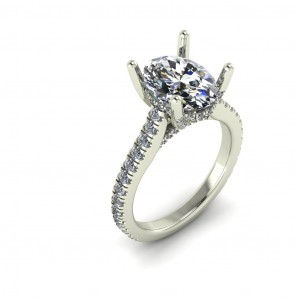 Oval Hidden Halo Cathedral Engagement Ring 2.90Ctw