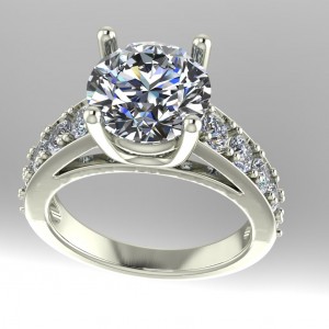 Cathedral Taper Side Stone Engagement Ring 3.85Ctw