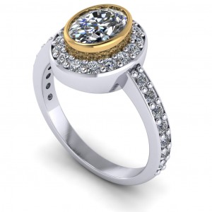 Oval Bezel Halo Engagement Ring