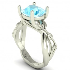 Leaves Vine Cushion Solitaire Engagement Ring 4.50Ctw