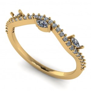 Diamond Marquise and Round Anniversary Wave Ring 0.25Ctw