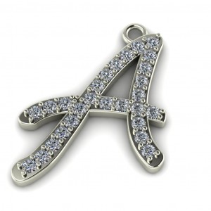 Diamond Initial Script Letter A 0.35Ctw