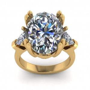 Three Stone Oval and Trillion Engagement Ring 10.45Ctw