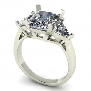 Three Stone Radiant and Trillion Engagement Ring 2.80Ctw