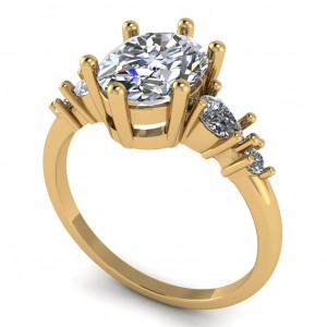 Five Stone Oval, Pear and Round Engagement Ring 1.95Ctw