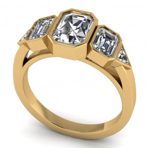 Five Stone Emerald and Trillion Cathedral Engagement Ring 3.20Ctw