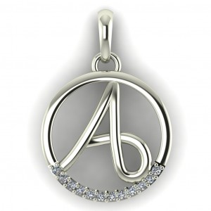 Diamond Initial Circle Letter A 0.075Ctw