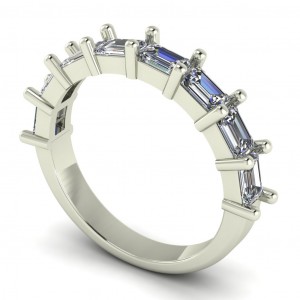 Diamond Emerald Anniversary Ring 0.80Ctw