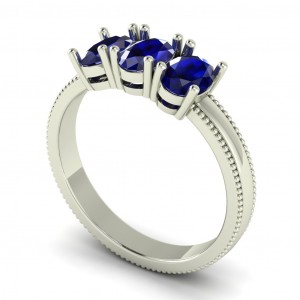 Diamond Oval Anniversary Ring with Milgrain 1.10Ctw
