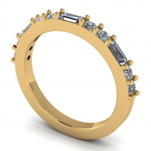 Diamond Baguette and Round Anniversary Ring 0.45Ctw