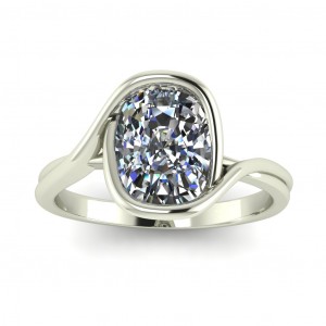 Cushion Bezel Solitaire Bypass Engagement Ring 3Ctw