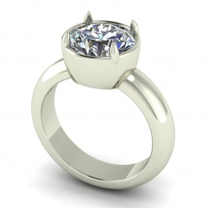 Round Bezel Solitaire Engagement Ring 2Ctw
