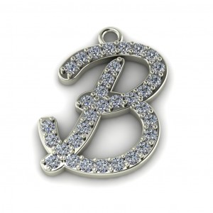 Diamond Initial Script Letter B 0.40Ctw