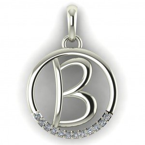 Diamond Initial Circle Letter B 0.075Ctw