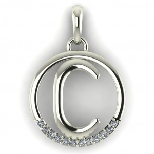 Diamond Initial Circle Letter C 0.075Ctw