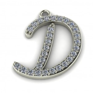 Diamond Initial Script Letter D 0.35Ctw