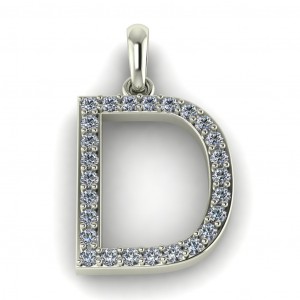 Diamond Initial Block Letter D 0.35Ctw