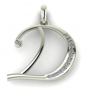 Diamond Initial Fancy Letter D 0.12Ctw