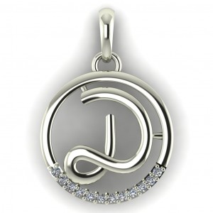 Diamond Initial Circle Letter D 0.075Ctw