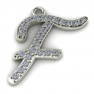 Diamond Initial Script Letter F 0.30Ctw