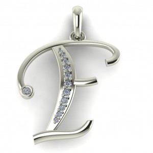 Diamond Initial Fancy Letter F 0.11Ctw