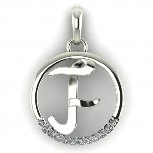 Diamond Initial Circle Letter F 0.075Ctw