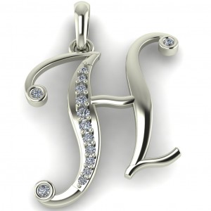    Diamond Initial Fancy Letter H 0.13Ctw