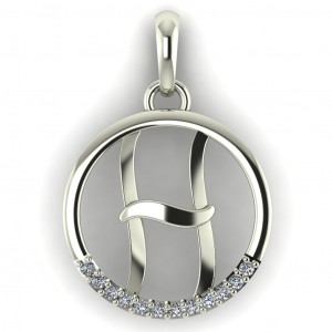 Diamond Initial Circle Letter H 0.075Ctw