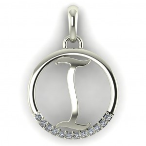 Diamond Initial Circle Letter I 0.075Ctw