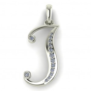  Diamond Initial Fancy Letter J 0.13Ctw