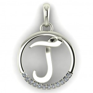 Diamond Initial Circle Letter J 0.075Ctw
