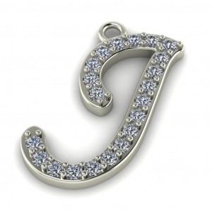 Diamond Initial Script Letter J 0.25Ctw