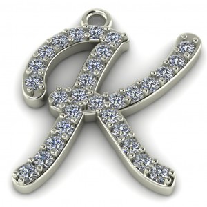 Diamond Initial Script Letter K 0.35Ctw