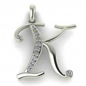 Diamond Initial Fancy Letter K 0.13Ctw