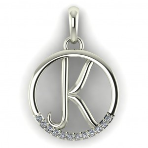 Diamond Initial Circle Letter K 0.075Ctw