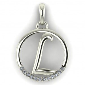 Diamond Initial Circle Letter L 0.075Ctw