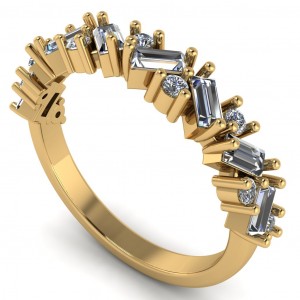Diamond Baguette and Round Anniversary Ring 0.70Ctw