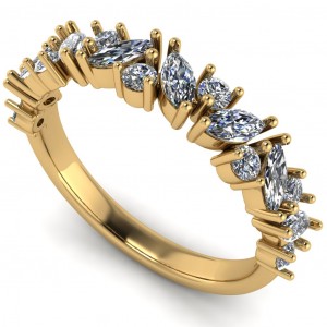 Diamond Marquise and Round Anniversary Ring 0.60Ctw