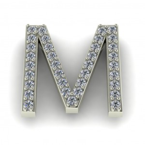 Diamond Initial Block Letter M 0.45Ctw