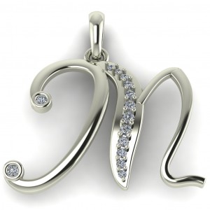  Diamond Initial Fancy Letter M 0.13Ctw