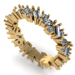 Diamond Marquise, Baguette and Round Eternity Ring 1.20Ctw