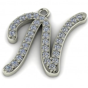 Diamond Initial Script Letter N 0.40Ctw