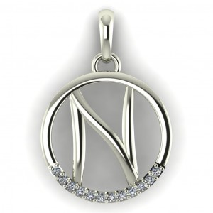 Diamond Initial Circle Letter N 0.075Ctw