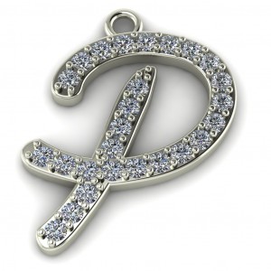 Diamond Initial Script Letter P 0.35Ctw