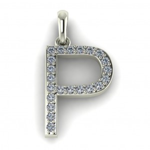 Diamond Initial Block Letter P 0.30Ctw