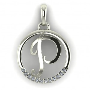  Diamond Initial Circle Letter P 0.075Ctw