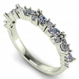 Diamond Marquise and Round Anniversary Ring 0.50Ctw