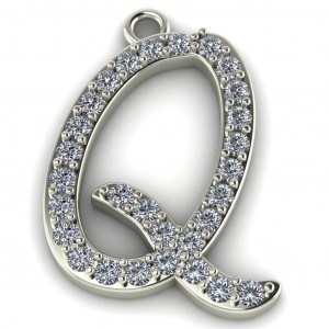 Diamond Initial Script Letter Q 0.35Ctw