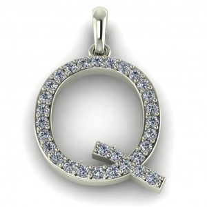 Diamond Initial Block Letter Q 0.40Ctw