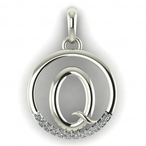  Diamond Initial Circle Letter Q 0.075Ctw